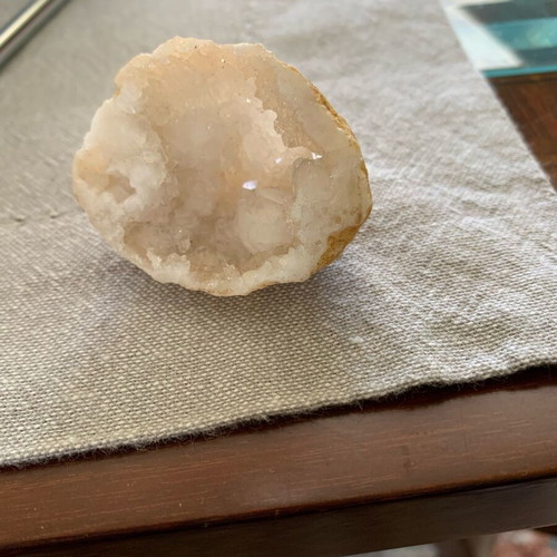 Geode with shiny white crystals, small 5 x 3.5 cm