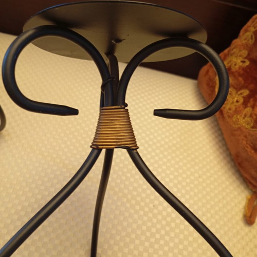 Vintage iron candlesticks pair 23cm height like new