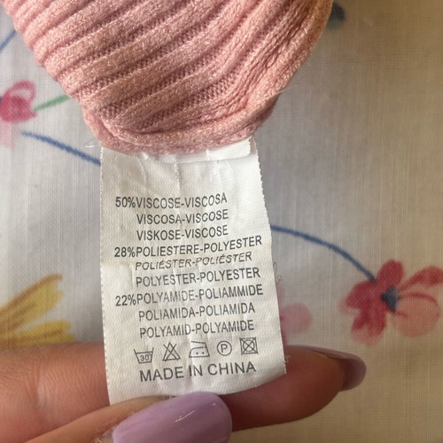 Pink ribbed knitted blouse like new, size S