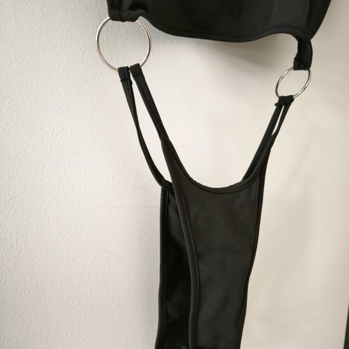 Shein women's bodysuit with silver rings, new, black, size L