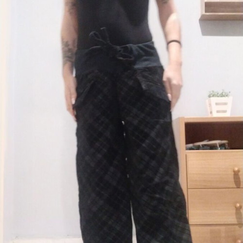 Wide plaid corduroy pants used, size S, Salina