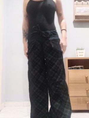 Wide plaid corduroy pants used, size S, Salina