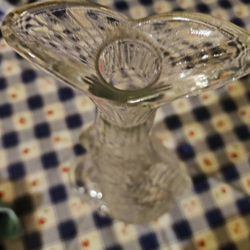 Glass Soviet vase fish design like new, thick glass