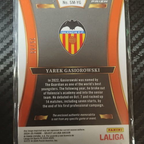 2024-25 Panini Select LaLiga Yarek Gasiorowski Patch Relic Orange Prizm card like new