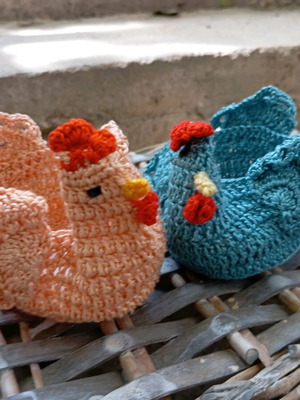 Knitted chickens new, set of 3 pieces