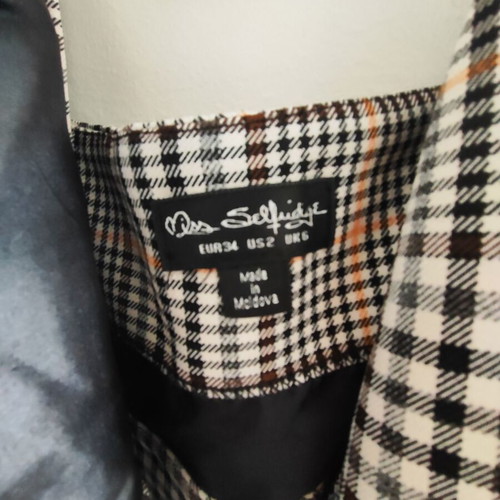 Checked one-piece jumpsuit new Miss Selfridge size XS beige and brown