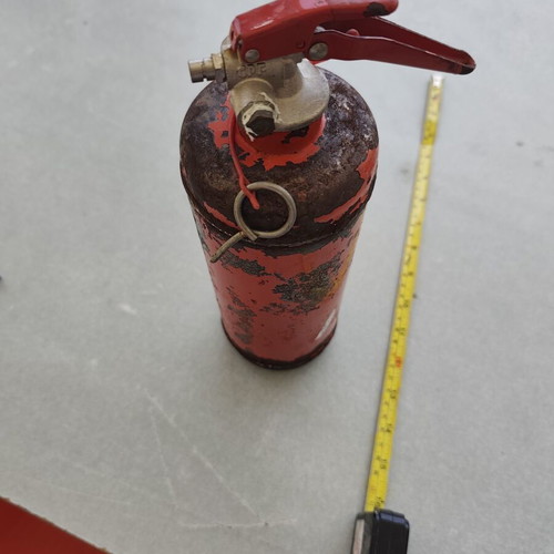 Car fire extinguisher used, decorative vintage