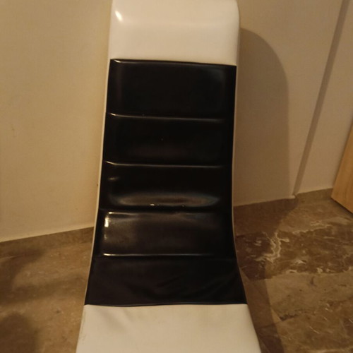 Leather chair white with black stripe, new