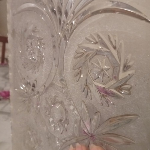 Luxury carved crystal serving tray, 32cm by 24cm, new