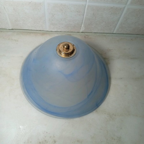 Glass ceiling pendant light used, blue alabaster texture