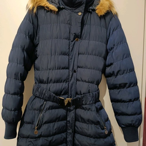 Edward Jeans blue jacket like new with detachable hood and belt size L