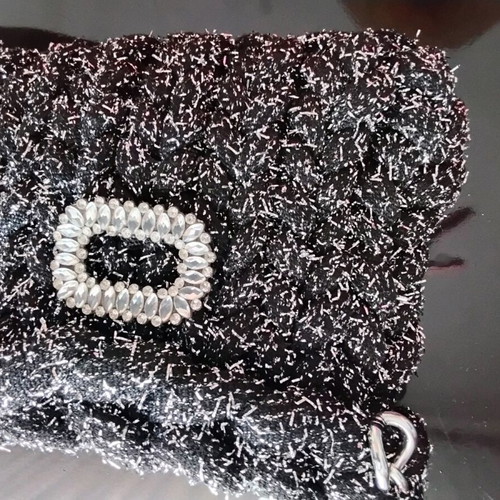 Handmade knitted handbag new with silver chain