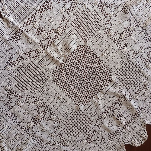 Vintage handmade beige tablecloth new