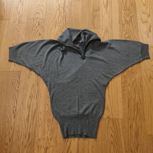 Daniele Alessandrini Grey Wool Pullover Sweater Like New, Batwing Sleeves