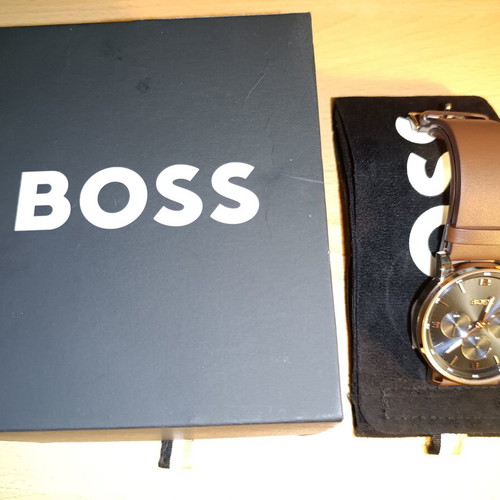 Boss Unisex watch new with brown leather strap