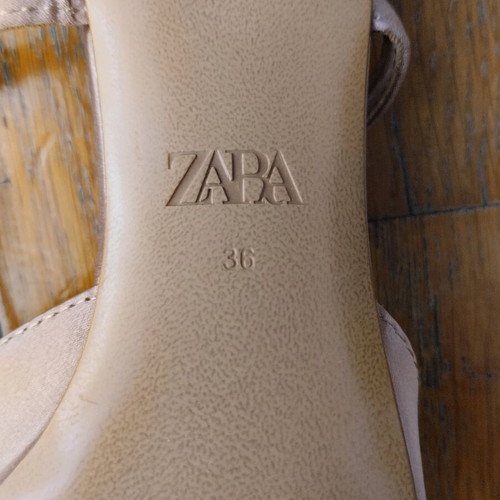 Zara satin nude pumps with rhinestones, size 36, like new