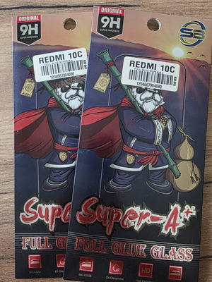 Xiaomi Redmi 10C full tempered glass screen protectors like new, pack of 2