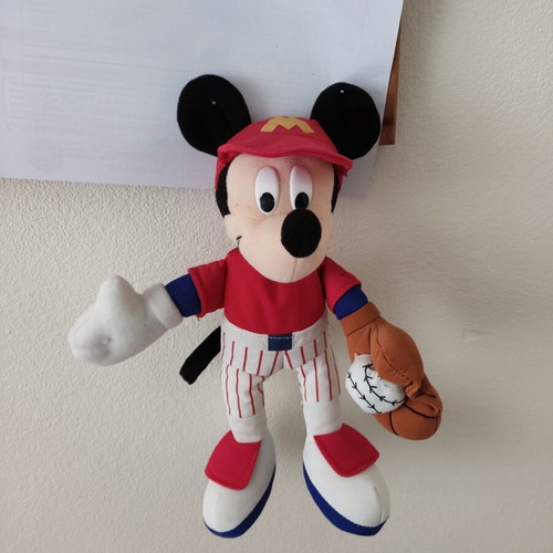 Mickey Mouse Run Baseball plush doll like new, 27cm, 1990s