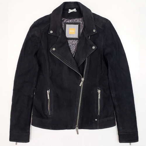 Hugo Boss Orange Jamela women's suede leather jacket used, size S-M, black
