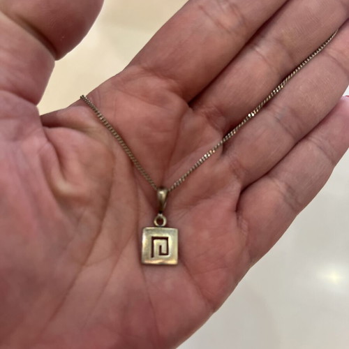 Necklace with Greek Key pendant 925 silver, like new