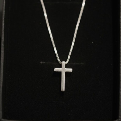 Minimal silver 925 cross necklace new