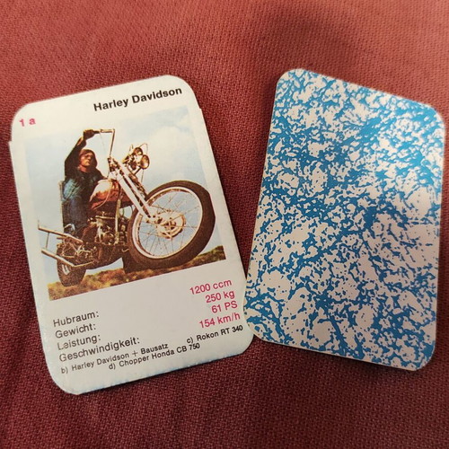 Collectible 1970s card deck with vintage motorcycles like new