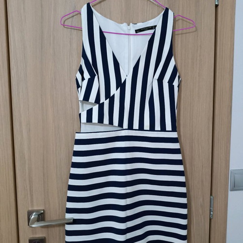 Zara dress with stripes, cutouts at waist, size small, like new