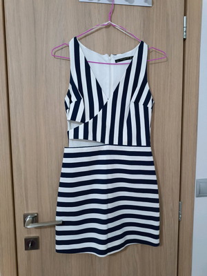 Zara dress with stripes, cutouts at waist, size small, like new