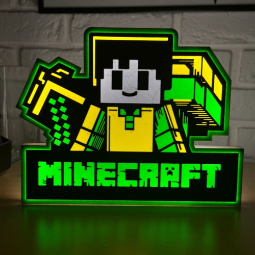 Minecraft lamp like new, USB with switch, 22x17 cm