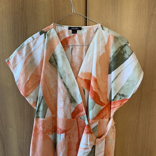 Esmara Linen Floral Dress new, orange and green