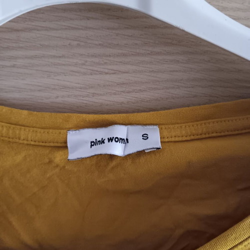 Pink Woman women's slim blouse used, mustard color, size S