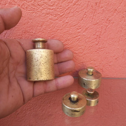 Brass weights used, set of 500g, 200g, 100g, 50g