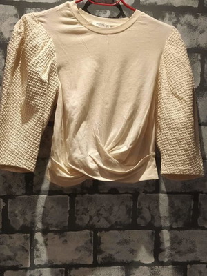 Crop top Mango αφορετο, μπεζ