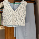 Long bell-bottom trousers and top set