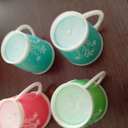 Plastic mugs with Aliki Vougiouklaki used, set of 4 from 1970s