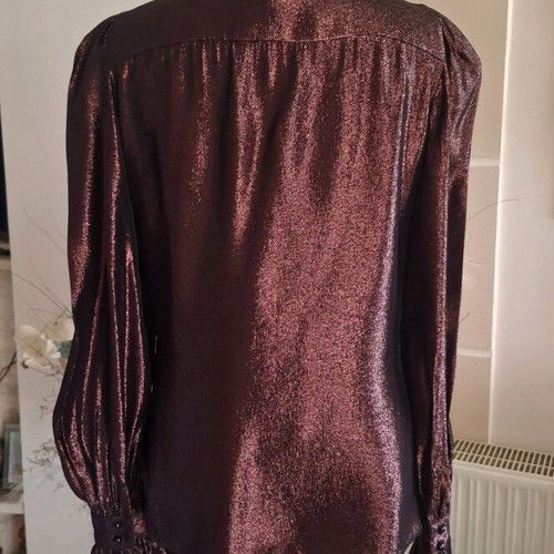 Les Bourdelles Des Garcons metallic blouse brown like new, size M