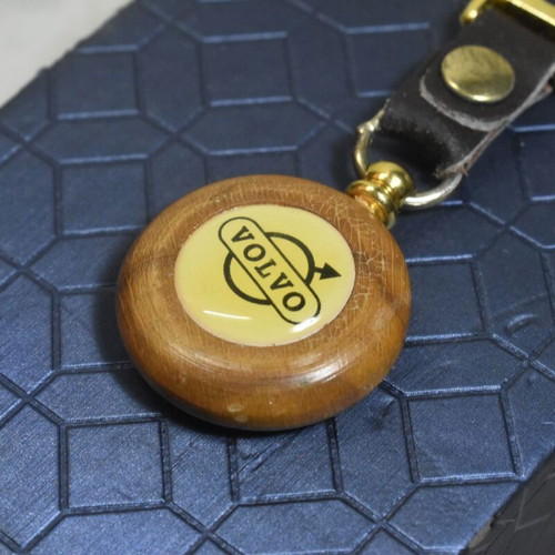 Volvo vintage wooden car keychain used