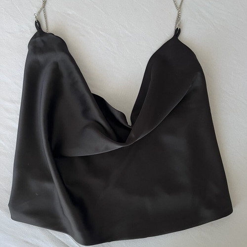 Satin backless top with rhinestone straps like new, Shein, black, size S