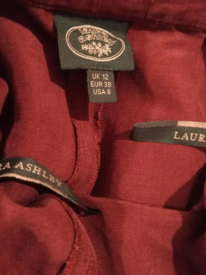 Laura Ashley Vintage high-waisted pants used, silk and linen, size UK 12