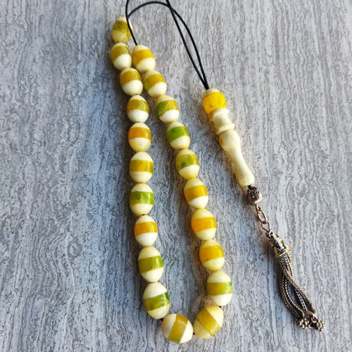 Komboloi made of camel bone with resin inlays used