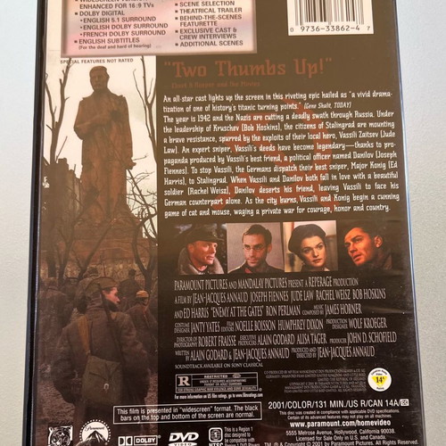 Enemy of the gates DVD used, zone 1, no Greek subtitles