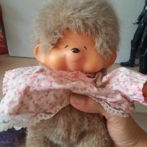 Monchhichi Grandma doll used, vintage retro toy by Sekiguchi