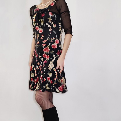 NEMO floral long-sleeve dress used, size S, viscose
