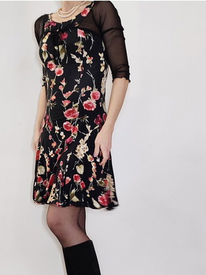 NEMO floral long-sleeve dress used, size S, viscose