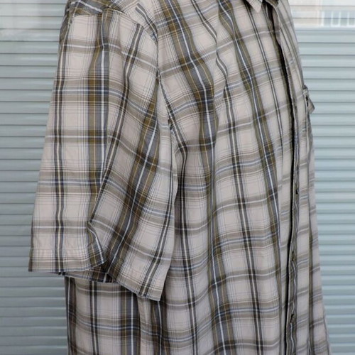 Jack Wolfskin men's beige check shirt, XL, short sleeve