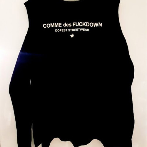 Comme Des Fuckdown shoulders off sweatshirt like new, size M/L, black