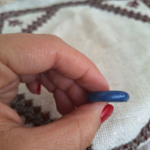 Blue ring new with liquid glass, size 18