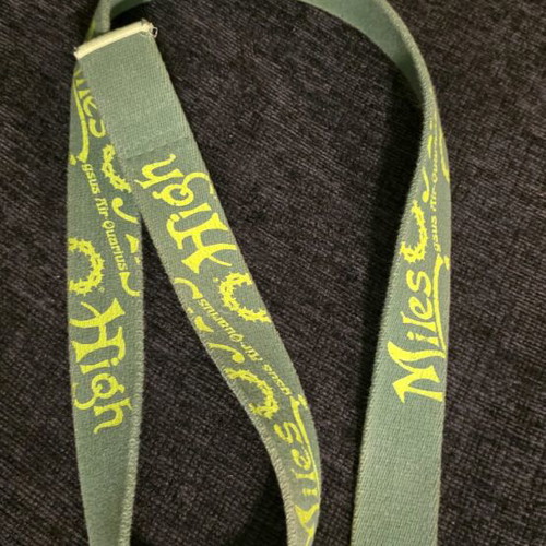 Lanyard Miles belt used, green with crown of thorns design