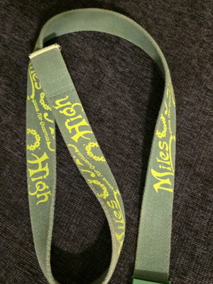 Lanyard Miles belt used, green with crown of thorns design