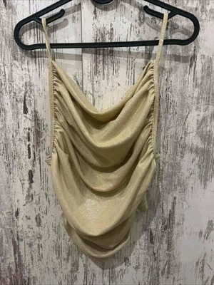 Top with side zipper gold new, size S